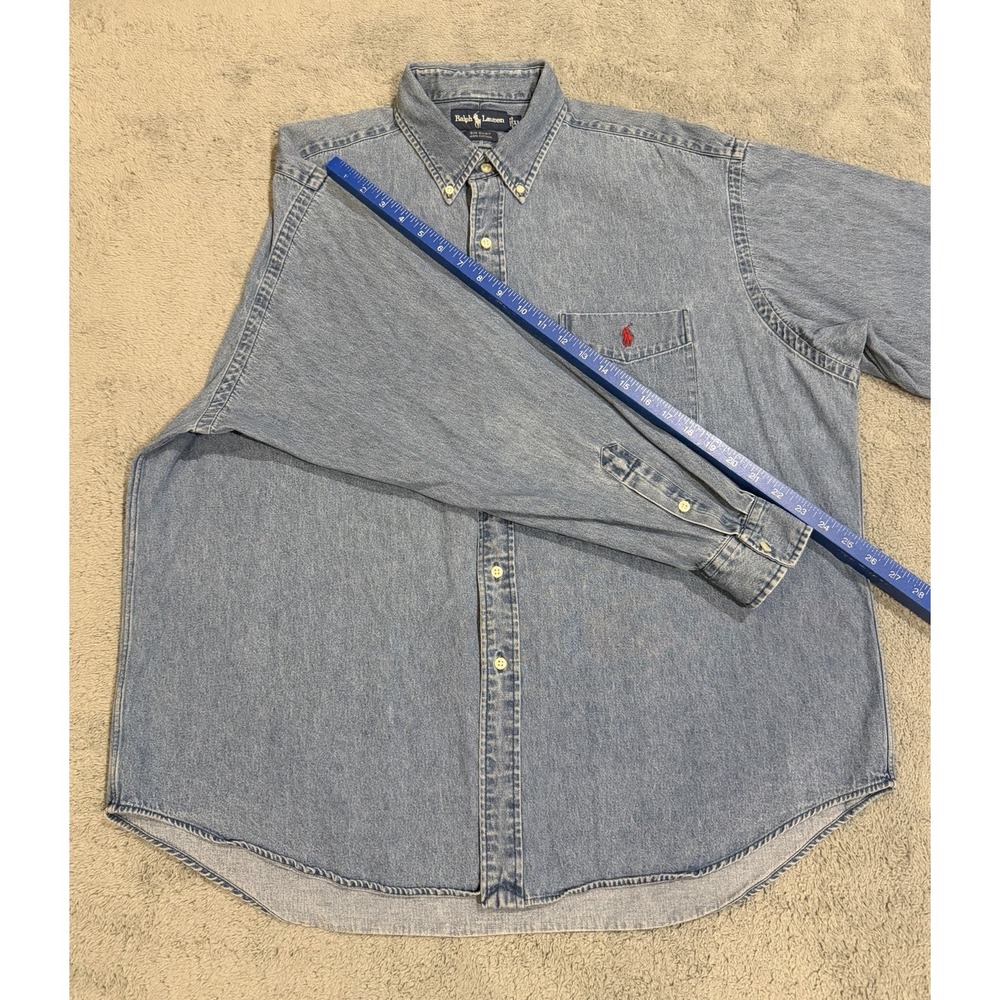 Polo by Ralph Lauren Light Denim Button-Down Shirt with Red Pony - Picture 5 of 10